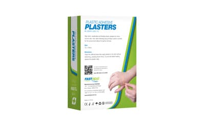 FastAid Adhesive Plasters, Plastic, 72 X 19Mm, 100Pk