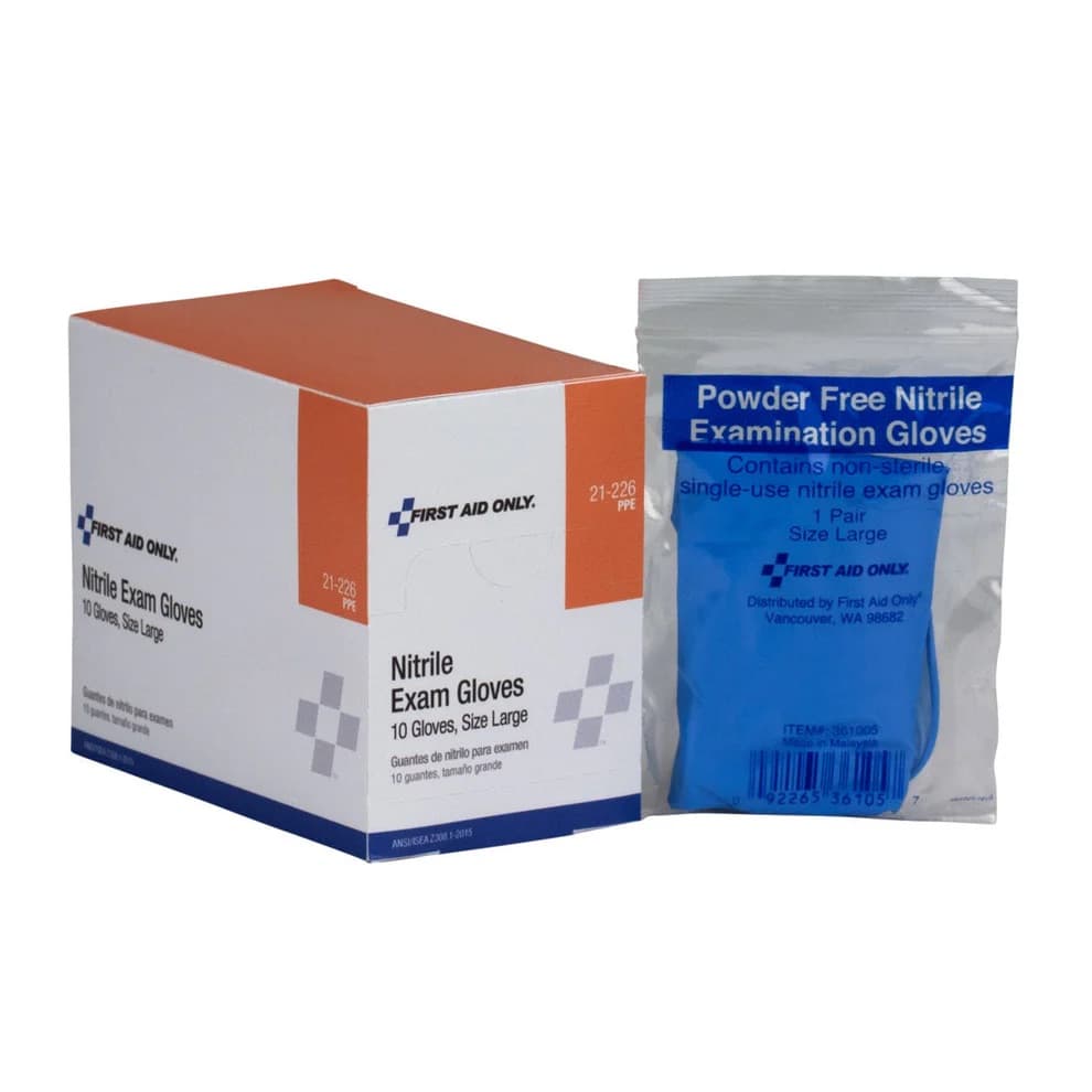 First Aid Only Nitrile Exam Gloves, 10/box