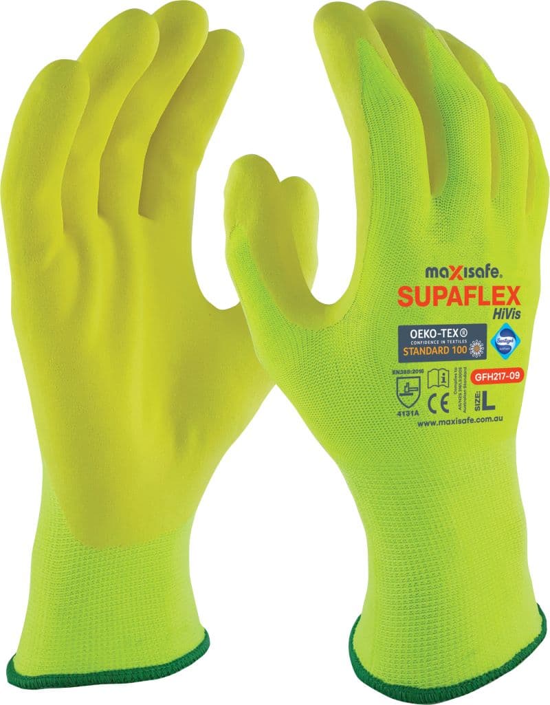 Maxisafe Supaflex Hi-Vis Yellow Glove (12 Pairs)