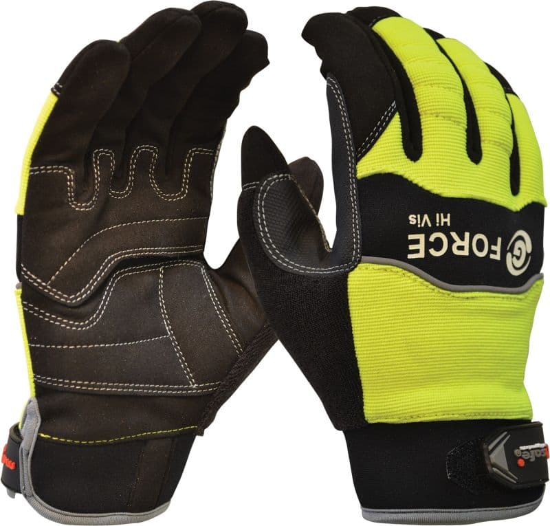 Maxisafe G-Force Hi-Vis Mechanics Glove, Full Finger (6 Pairs)