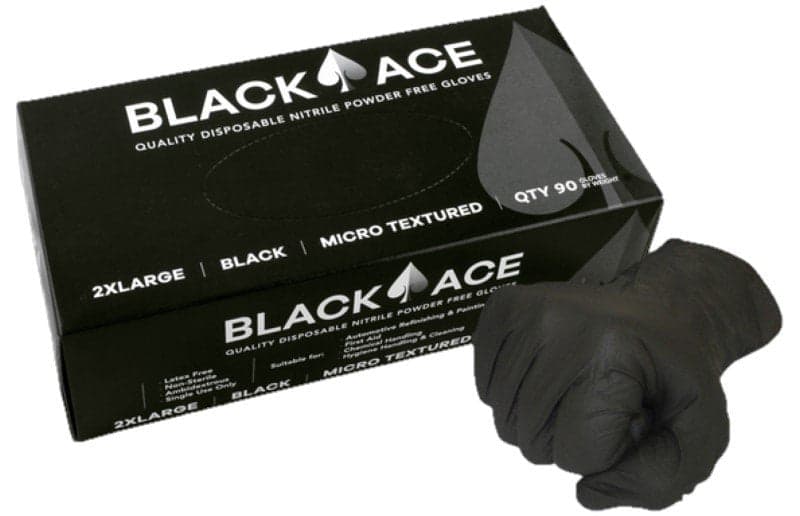 Maxisafe Black Ace Disposable Nitrile Gloves, Unpowdered, Box of 100 (Carton of 10 Boxes)