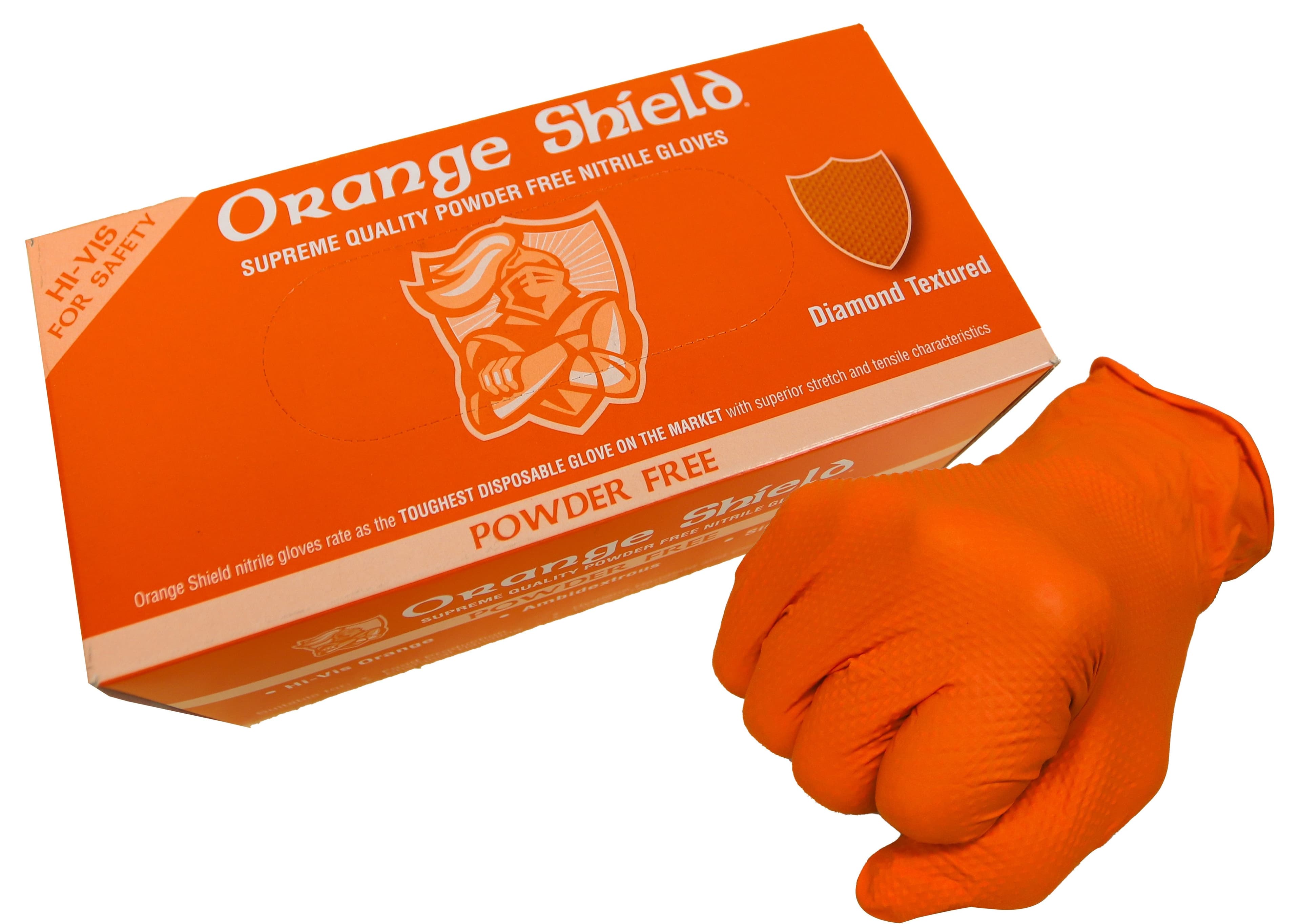 Maxisafe Orange Shield Extra Heavy Duty Disposable Nitrile Gloves, Box of 100 (Carton of 10 Boxes)