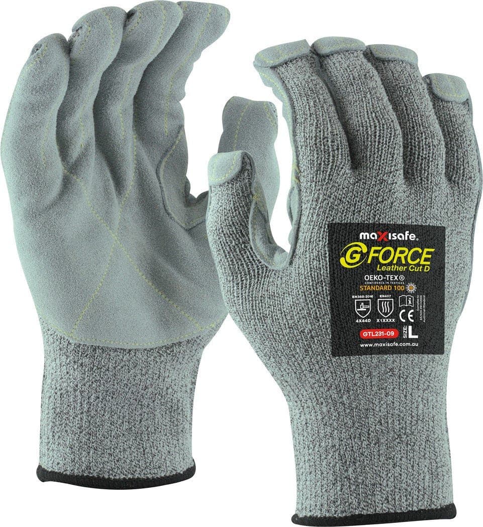 Maxisafe G-Force Cut D Glove With Leather Palm (12 Pairs)