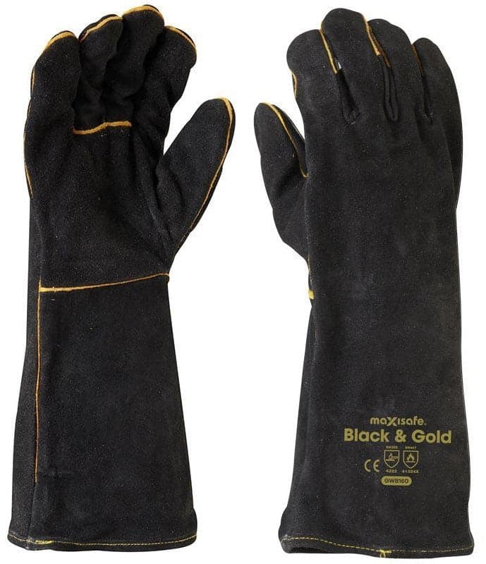 Maxisafe Black & Gold Welders Gauntlet (12 Pairs)