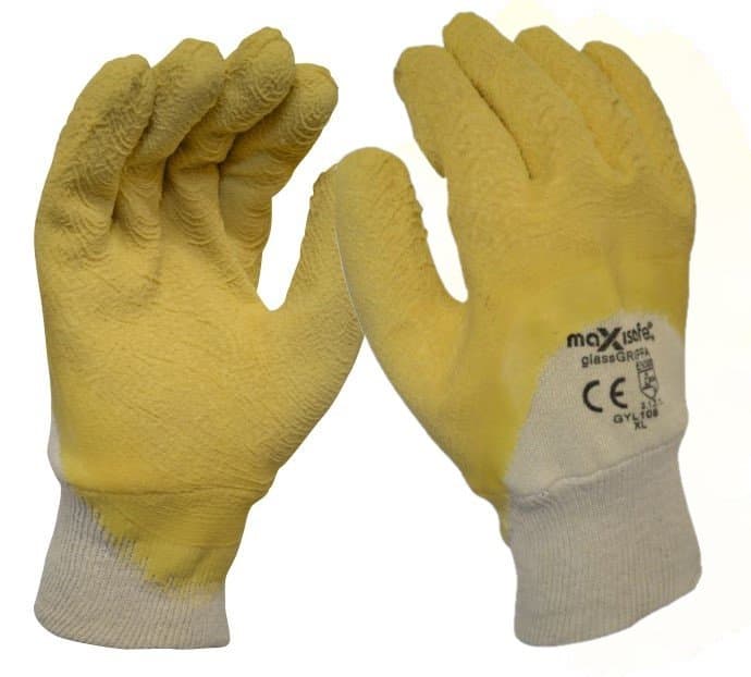 Maxisafe Premium Yellow Latex Coated Glass Gripper Glove (12 Pairs)