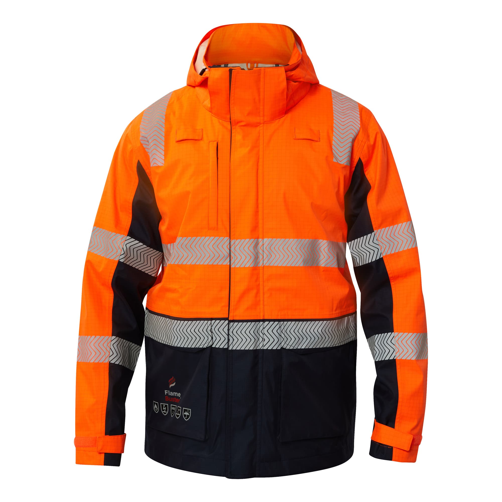 Flamebuster Hrc2 Inherent Reflective Wet Weather 3 In 1 Jacket (Navy/Orange)