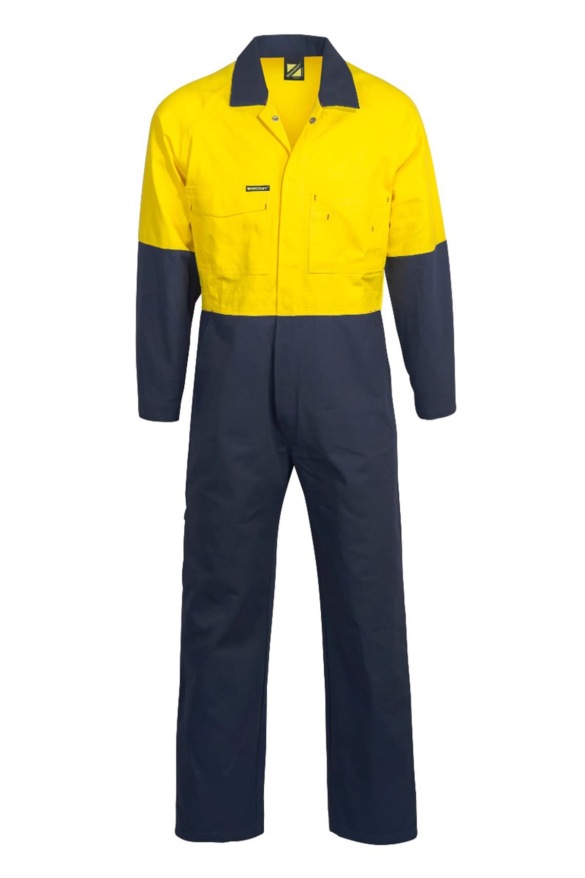 Workcraft Hi Vis Cotton Drill Coveralls (Navy/Yellow, Long Size)