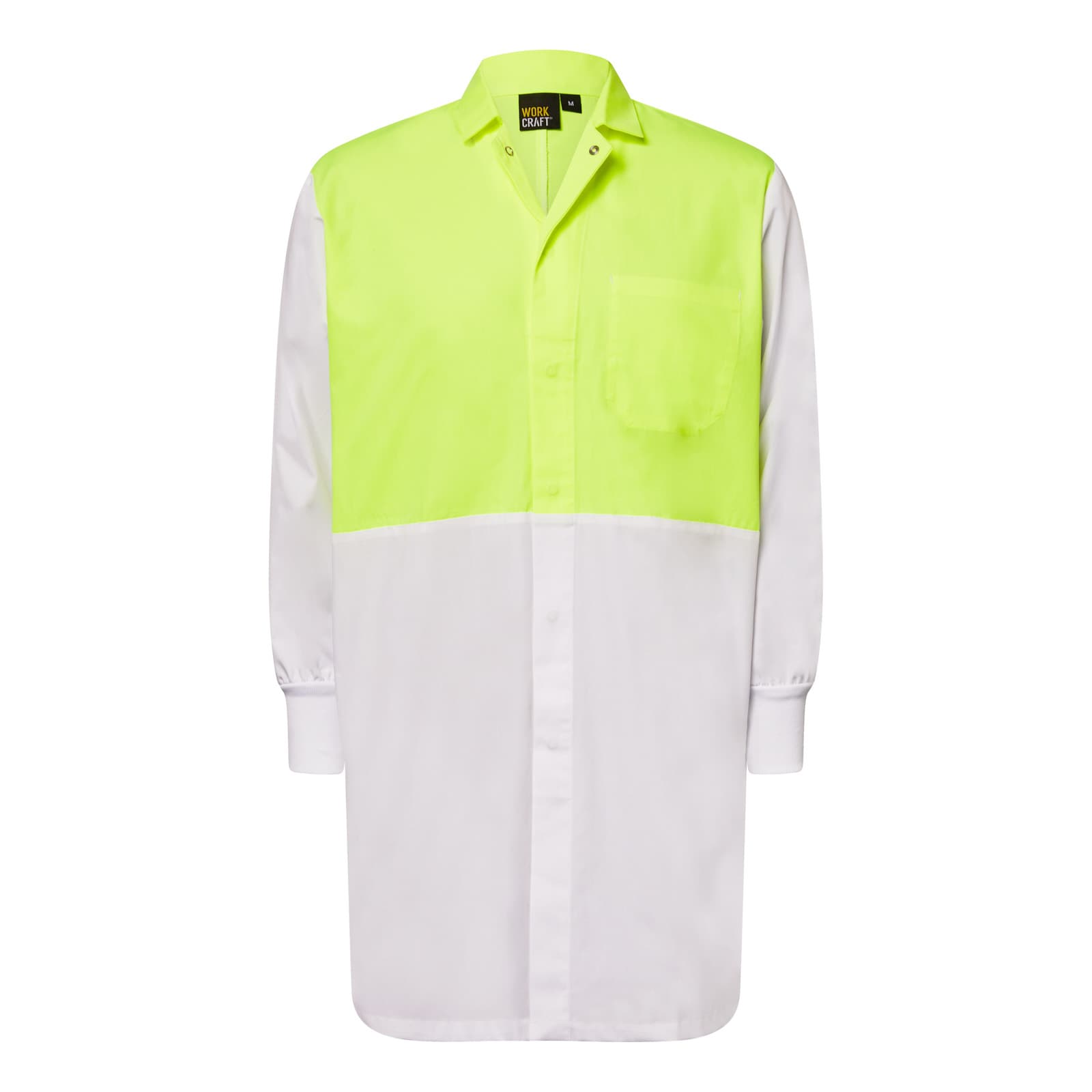 Workcraft Food Industry Dustcoat With Internal Pocket (White/Dayglow Yellow)