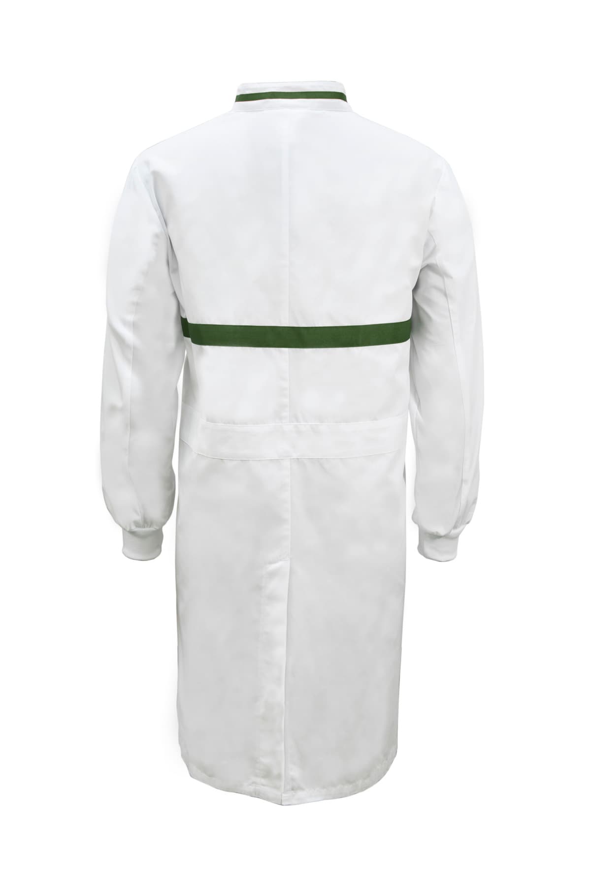 Workcraft Long Sleeve Food Industry Long Length Dustcoat With Contrast Trims On Collar And Chest (White/Green)