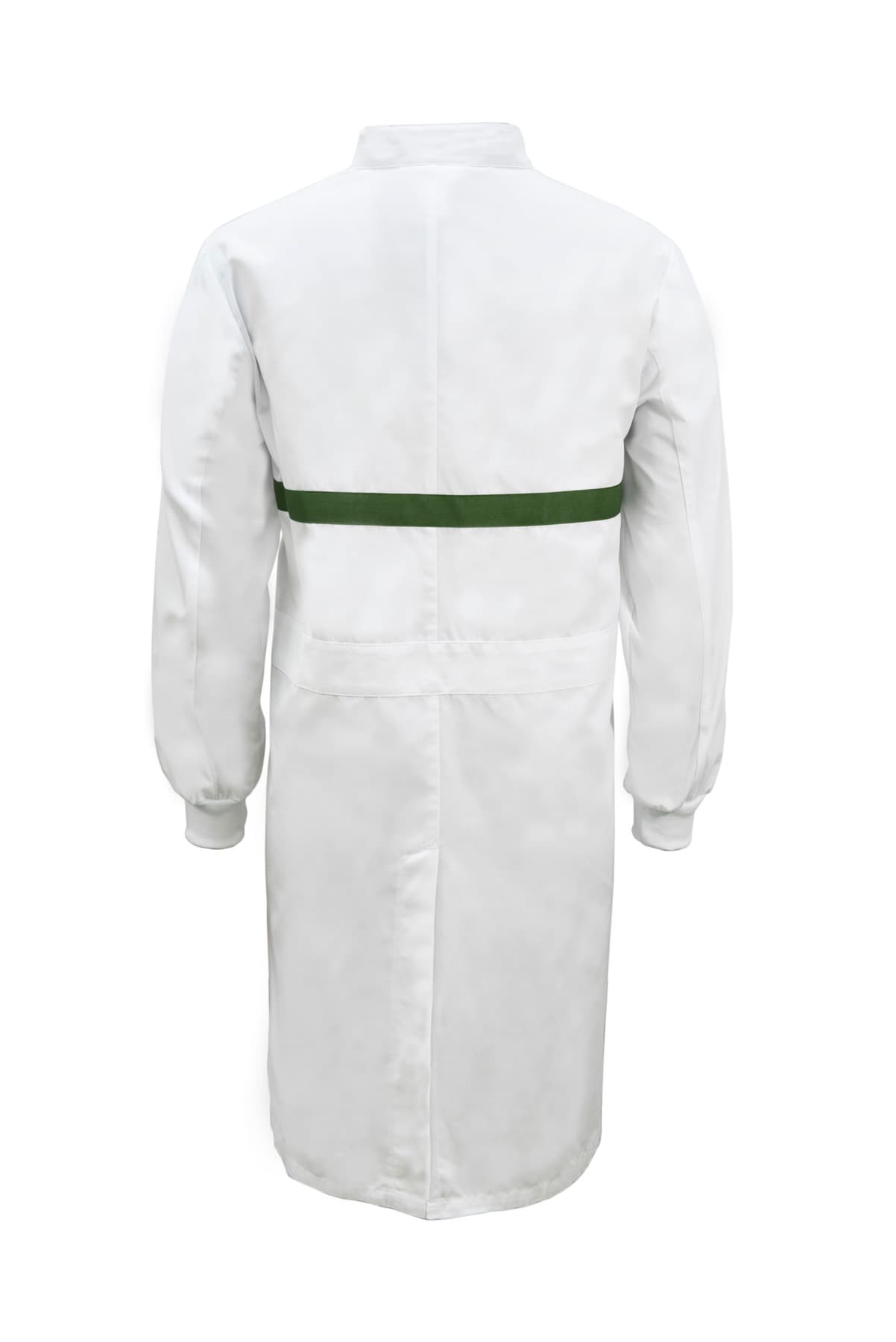 Workcraft Long Sleeve Food Industry Long Length Dustcoat With Contrast Trims On Chest (White/Green)