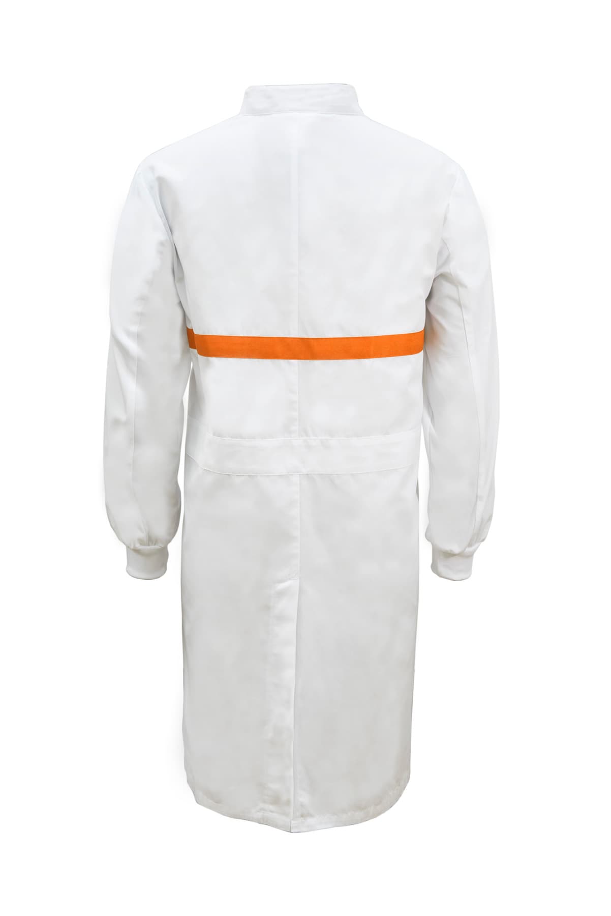 Workcraft Long Sleeve Food Industry Long Length Dustcoat With Contrast Trims On Chest (White/Orange)