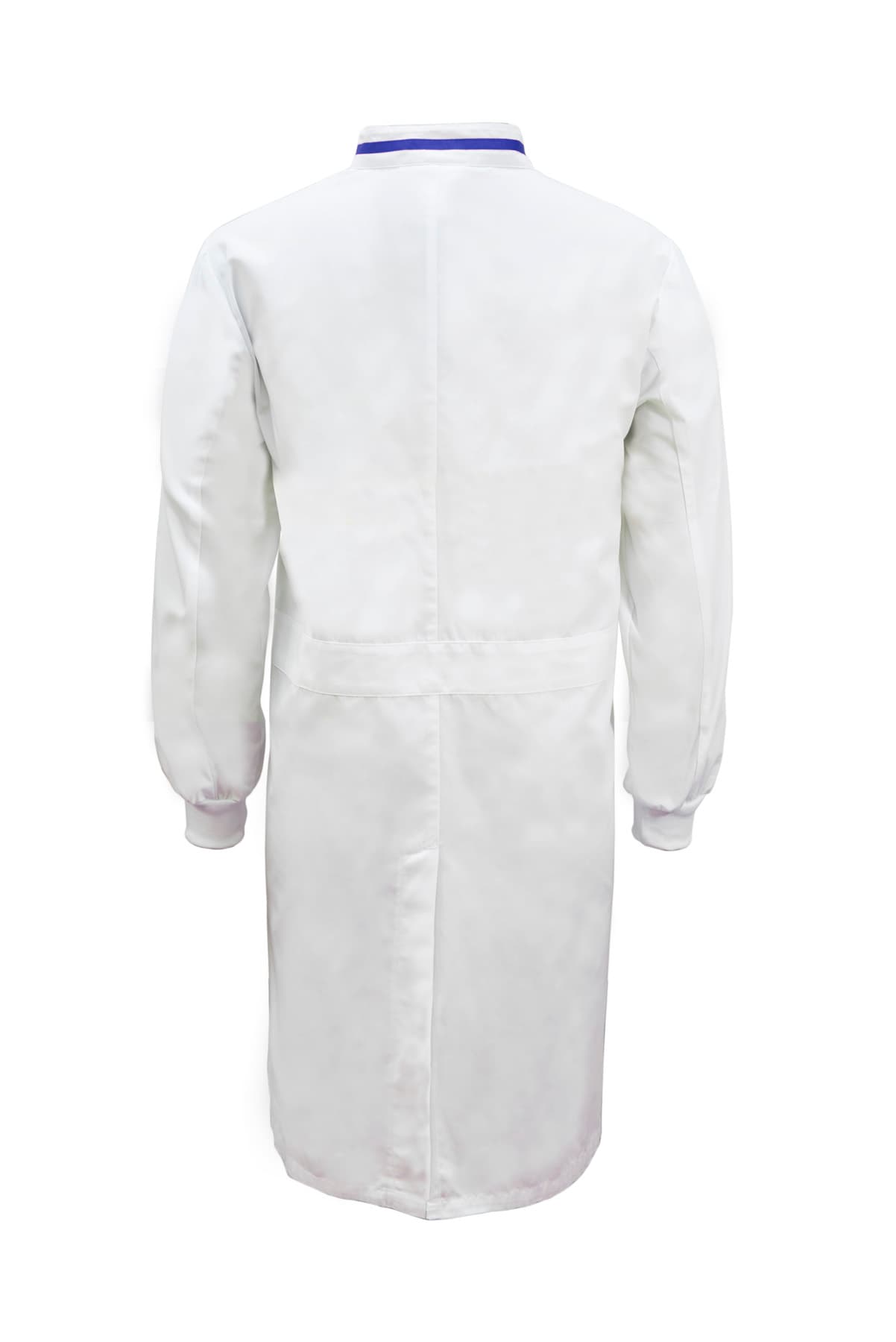 Workcraft Long Sleeve Food Industry Long Length Dustcoat With Contrast Trims On Collar (White/Blue)