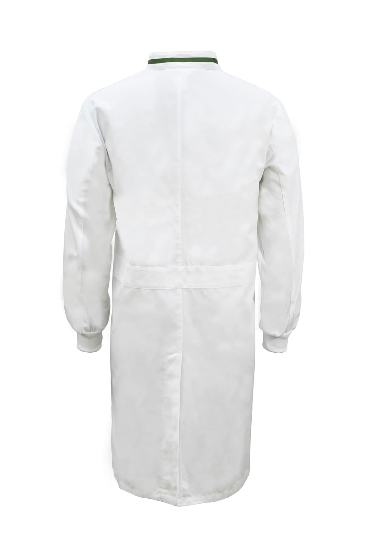 Workcraft Long Sleeve Food Industry Long Length Dustcoat With Contrast Trims On Collar (White/Green)