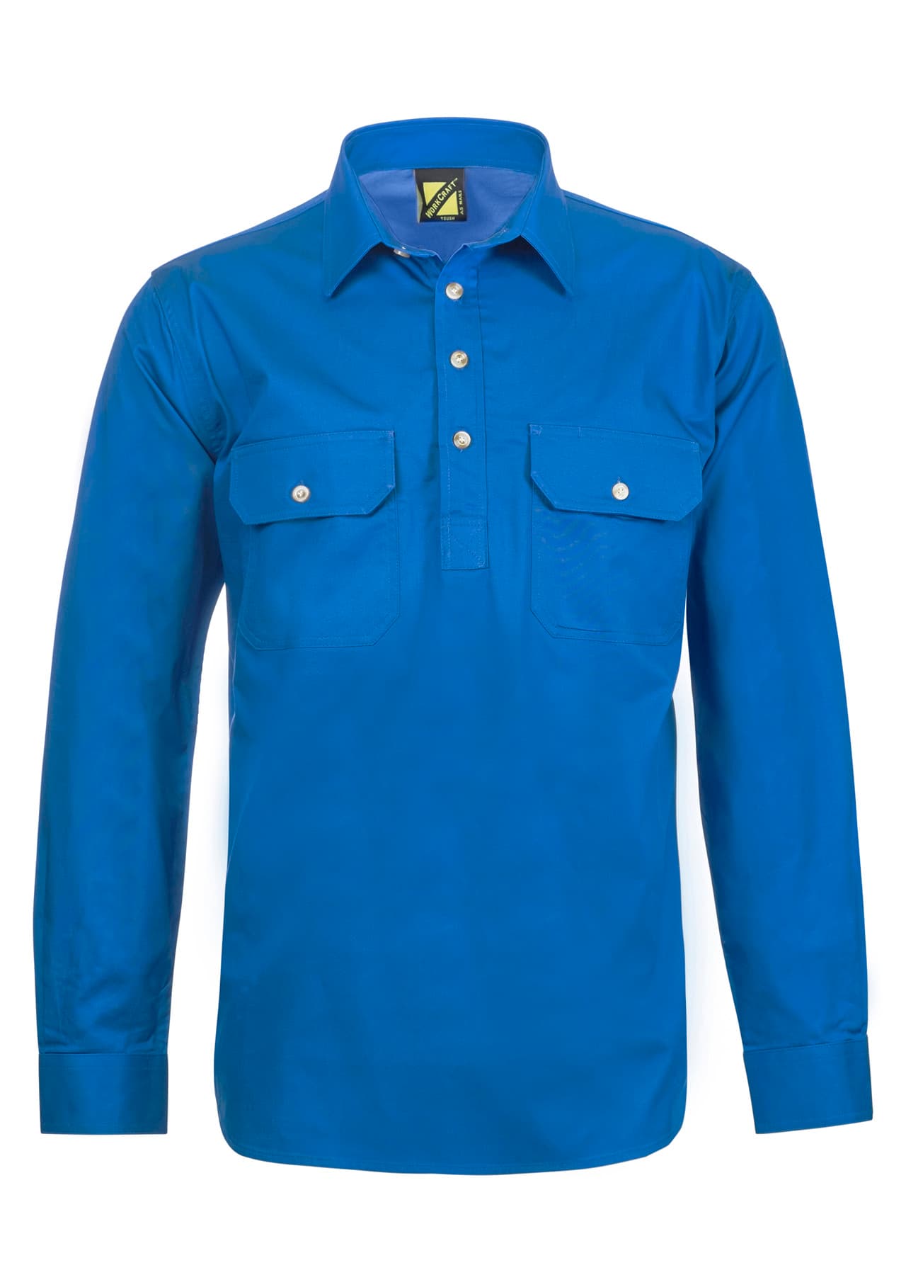 Workcraft Lightweight Long Sleeve Closed Front Cotton Drill Shirt (Cobalt Blue)