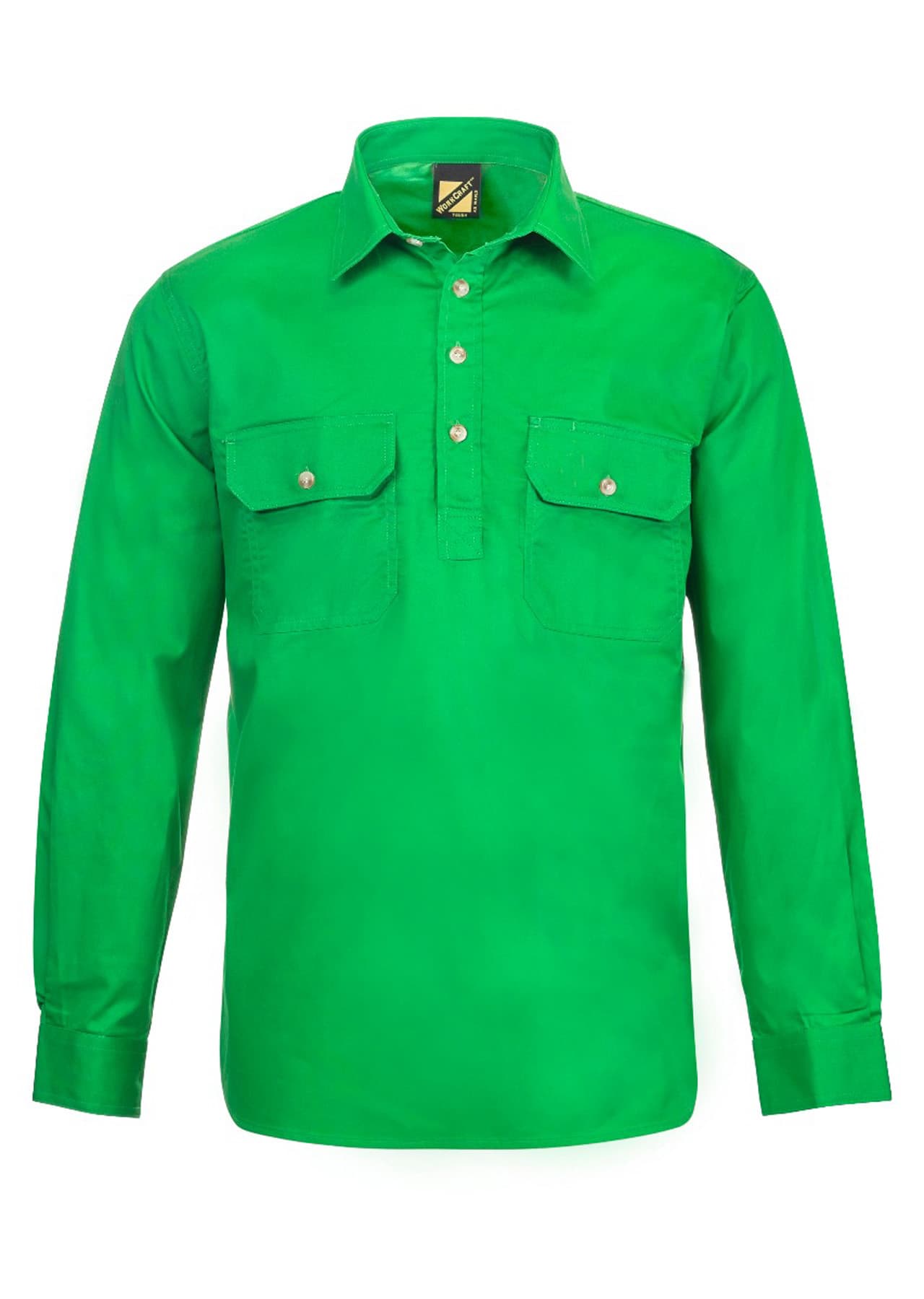 Workcraft Lightweight Long Sleeve Closed Front Cotton Drill Shirt (Electric Green)