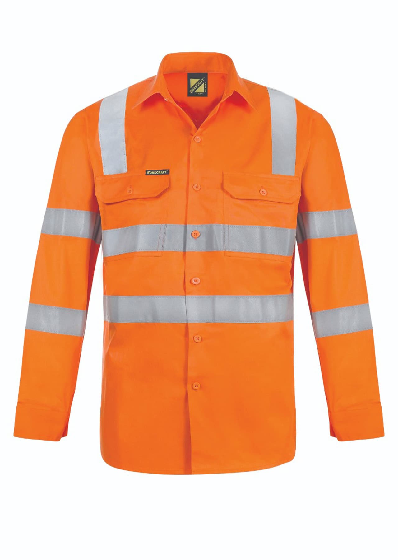 Workcraft Lightweight Hi Vis Vented Cotton Drill Reflective Shirt With Semi Gusset Sleeves- Vic Rail Compliant (Hi Vis Orange)