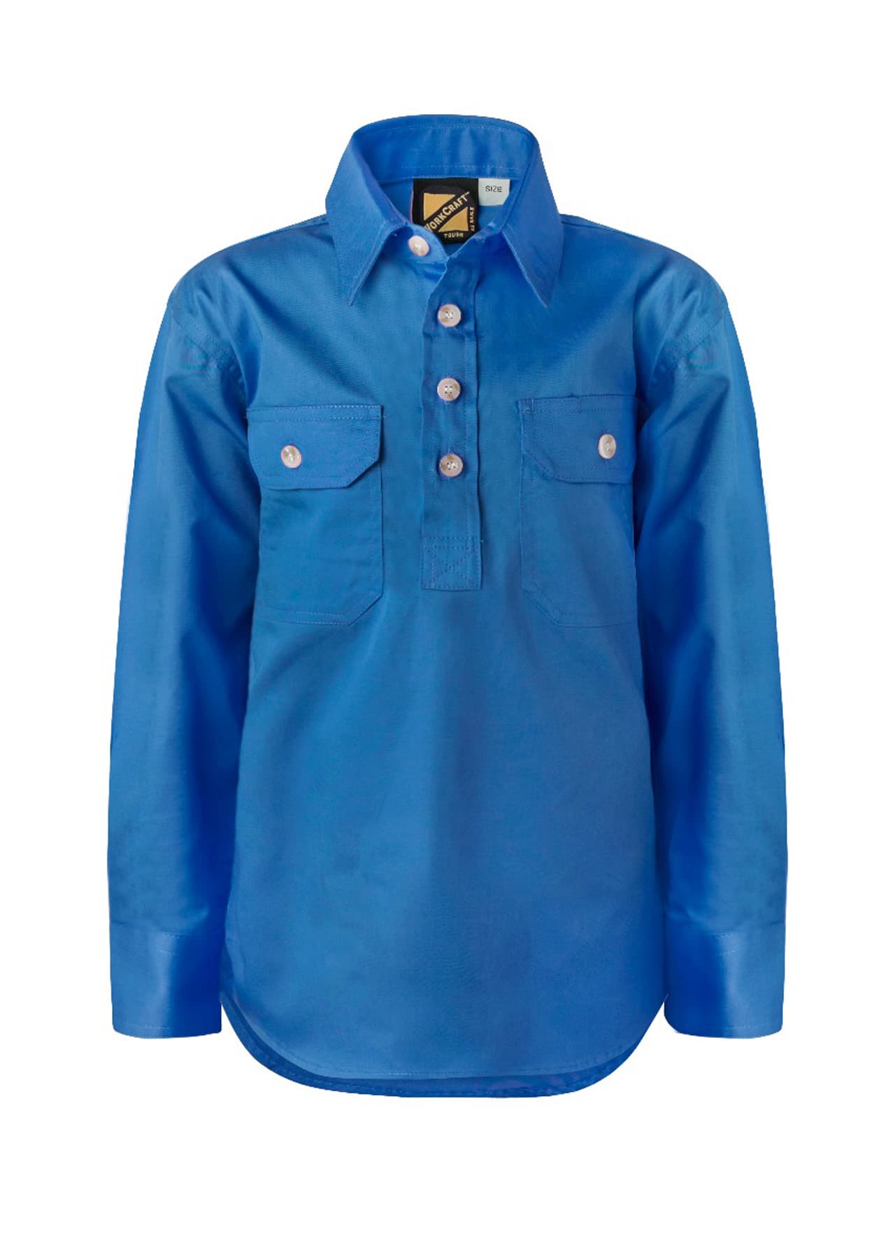 Workcraft Kids Lightweight Long Sleeve Closed Front Cotton Drill Shirt (Cobalt Blue)