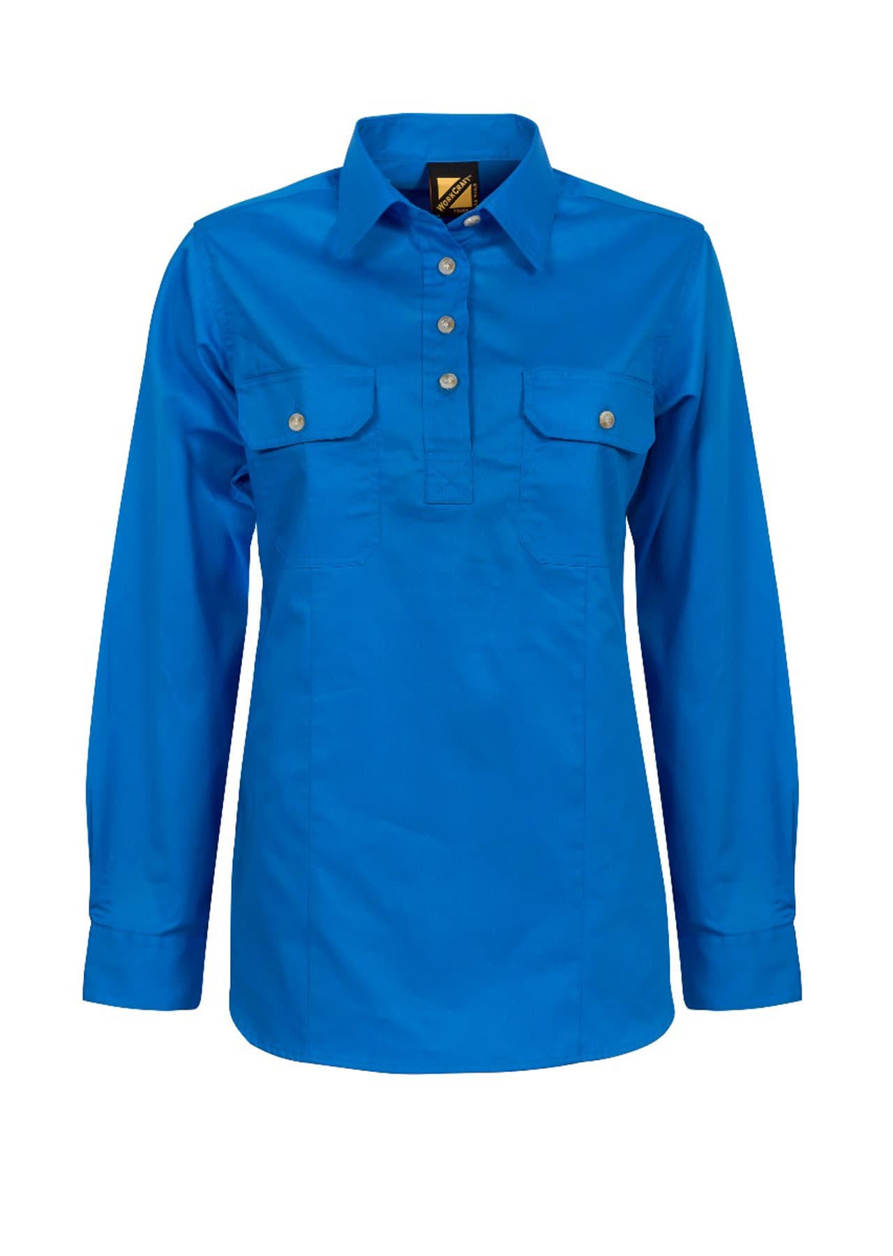 Workcraft Ladies Lightweight Long Sleeve Closed Front Cotton Drill Shirt (Cobalt Blue)