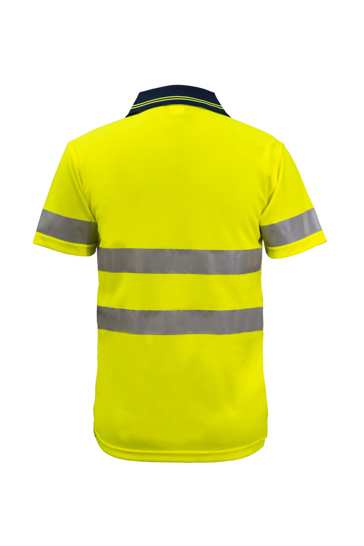 Workcraft Hi Vis Short Sleeve Micromesh Reflective Polo With Pocket (Navy/Yellow)