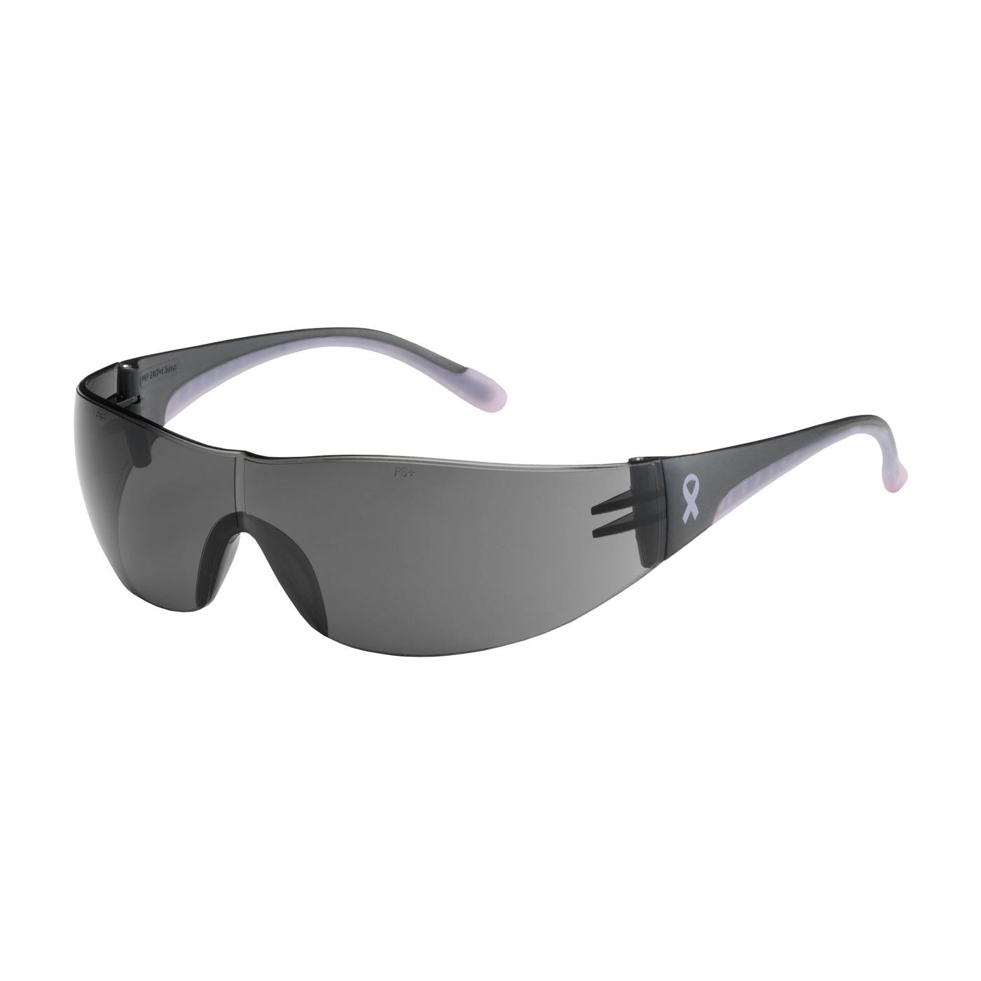 Rimless Safety Glasses with Gray / Pink Temple, Gray Lens and Anti-Scratch Coating, Pink (250-10-5501) - OS_0