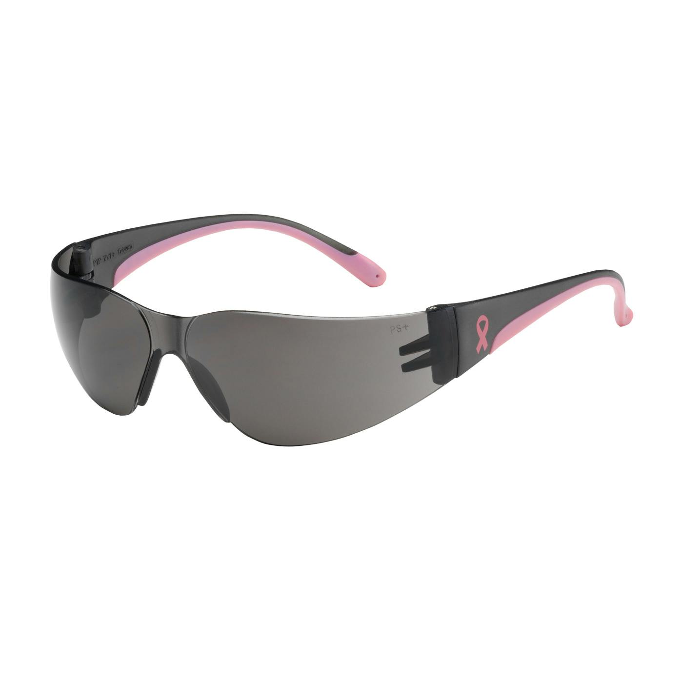 Rimless Safety Glasses with Gray / Pink Temple, Gray Lens and Anti-Scratch Coating, Pink (250-11-5501) - OS