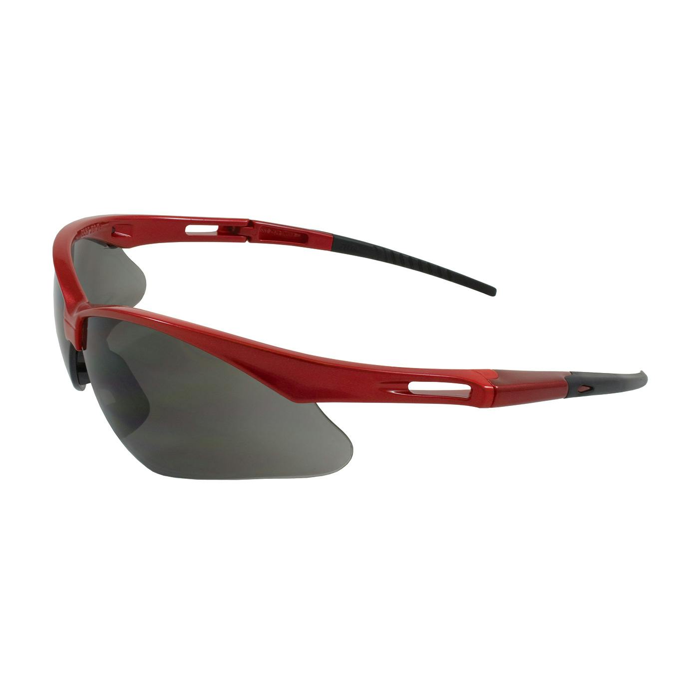 Semi-Rimless Safety Glasses with Red Frame, Gray Lens and Anti-Scratch Coating, Red (250-AN-10117) - OS_1