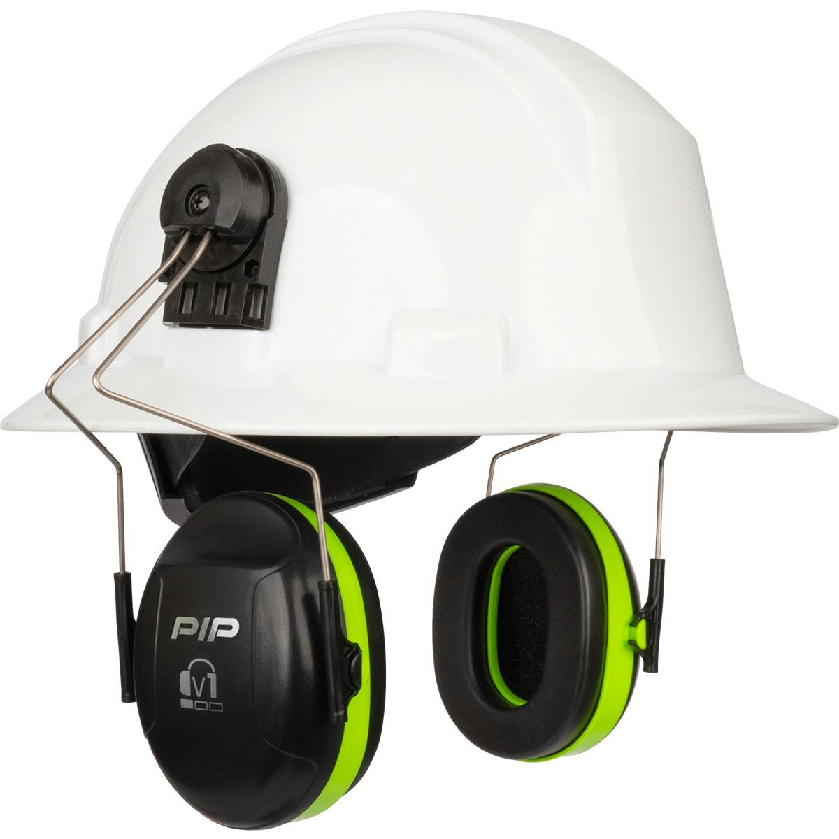 V1 Full Brim Mounted Passive Ear Muff - NRR 23, Neon Green (263-V1FB) - OS
