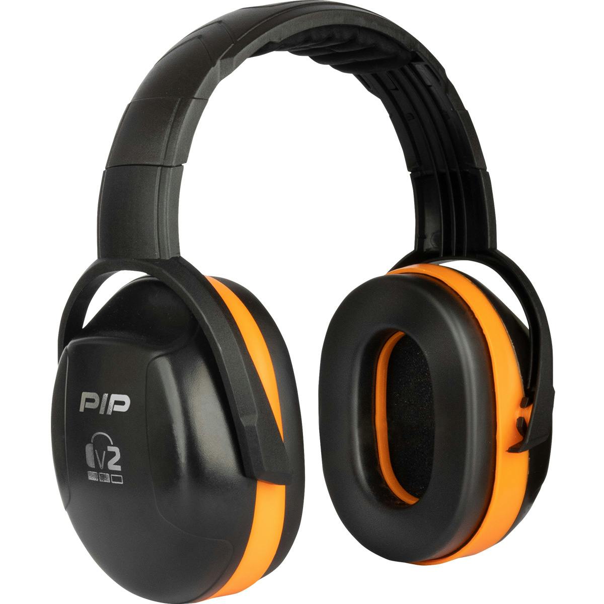 V2 Passive Ear Muff with Adjustable Headband - NRR 25, Neon Orange (263-V2HB) - OS
