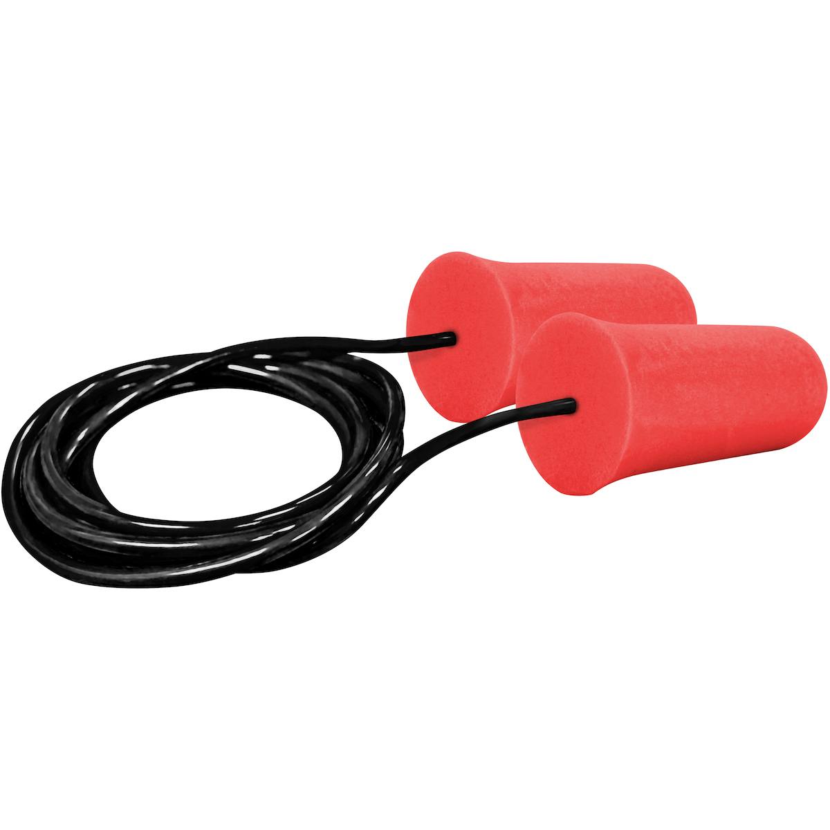 Tapered Disposable Soft Polyurethane Foam Corded Ear Plugs - NRR 32, Red (267-HPF410C) - OS_0