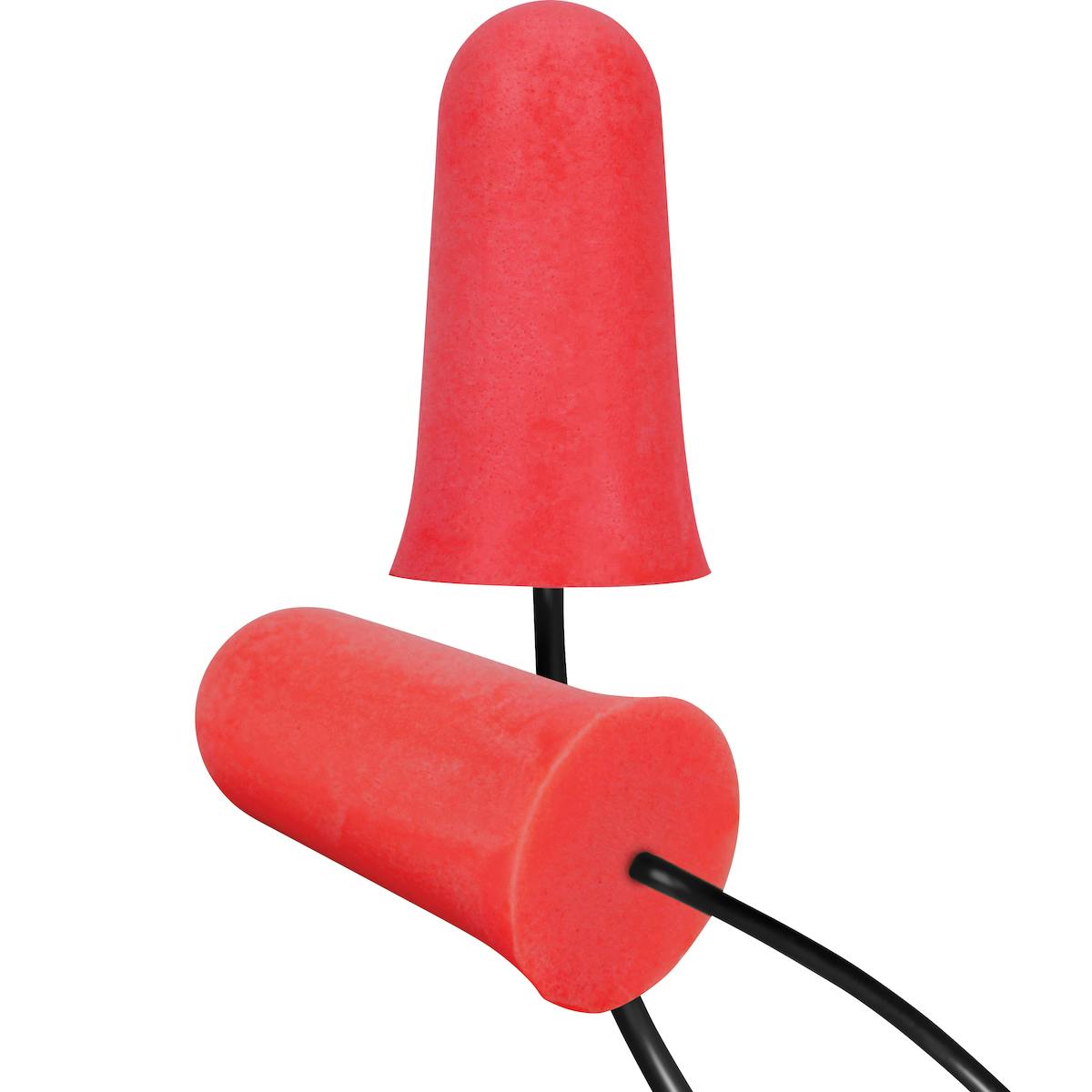 Disposable Soft Polyurethane Foam Corded Ear Plugs - NRR 33, Red (267-HPF910C) - OS