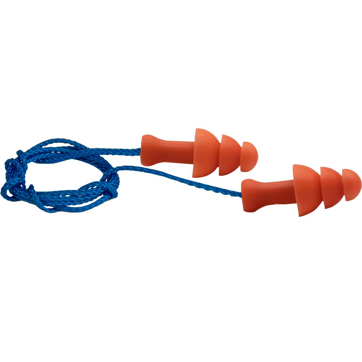 Small Reusable TPR Corded Ear Plugs - NRR 25, Orange (267-HPR330C) - S