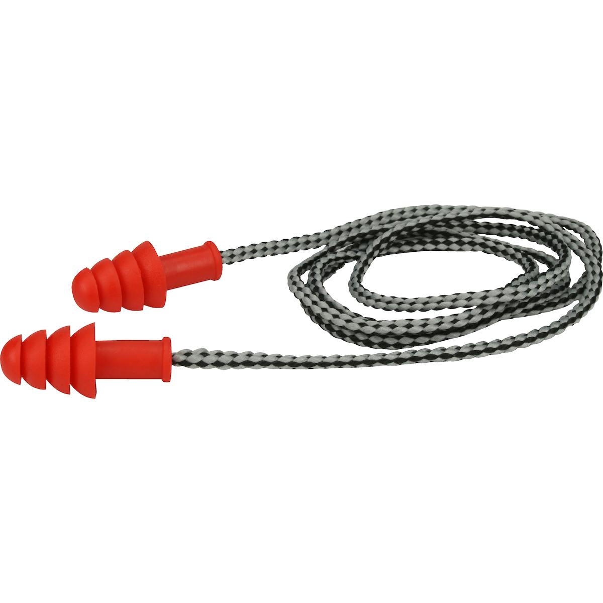 Reusable TPR Corded Ear Plugs - NRR 27, Red (267-HPR410C) - OS_0