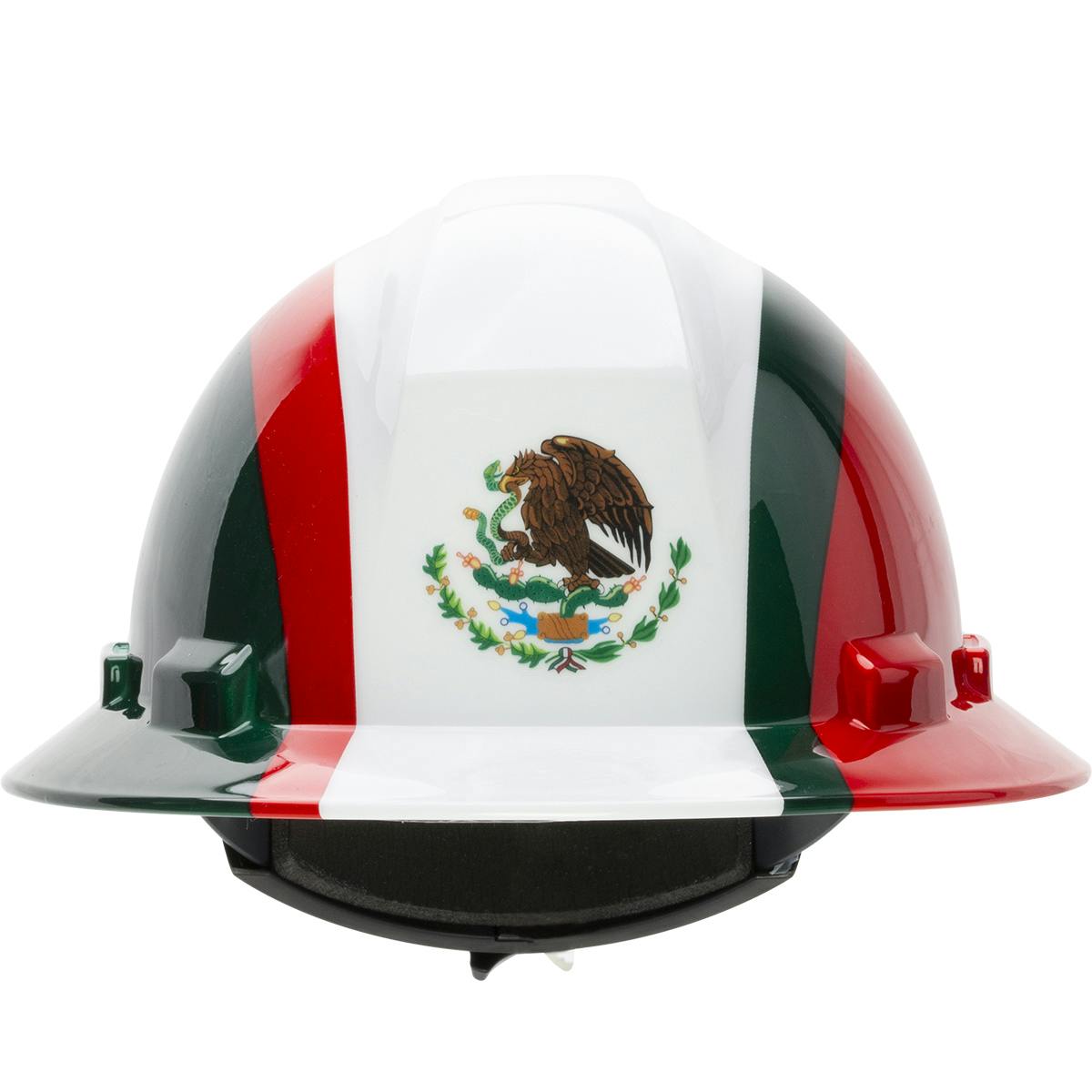 Full Brim Hard Hat with HDPE Shell, 4-Point Textile Suspension Graphic Wrap and Wheel Ratchet Adjustment, White (280-HP641R-MEX) - OS_2