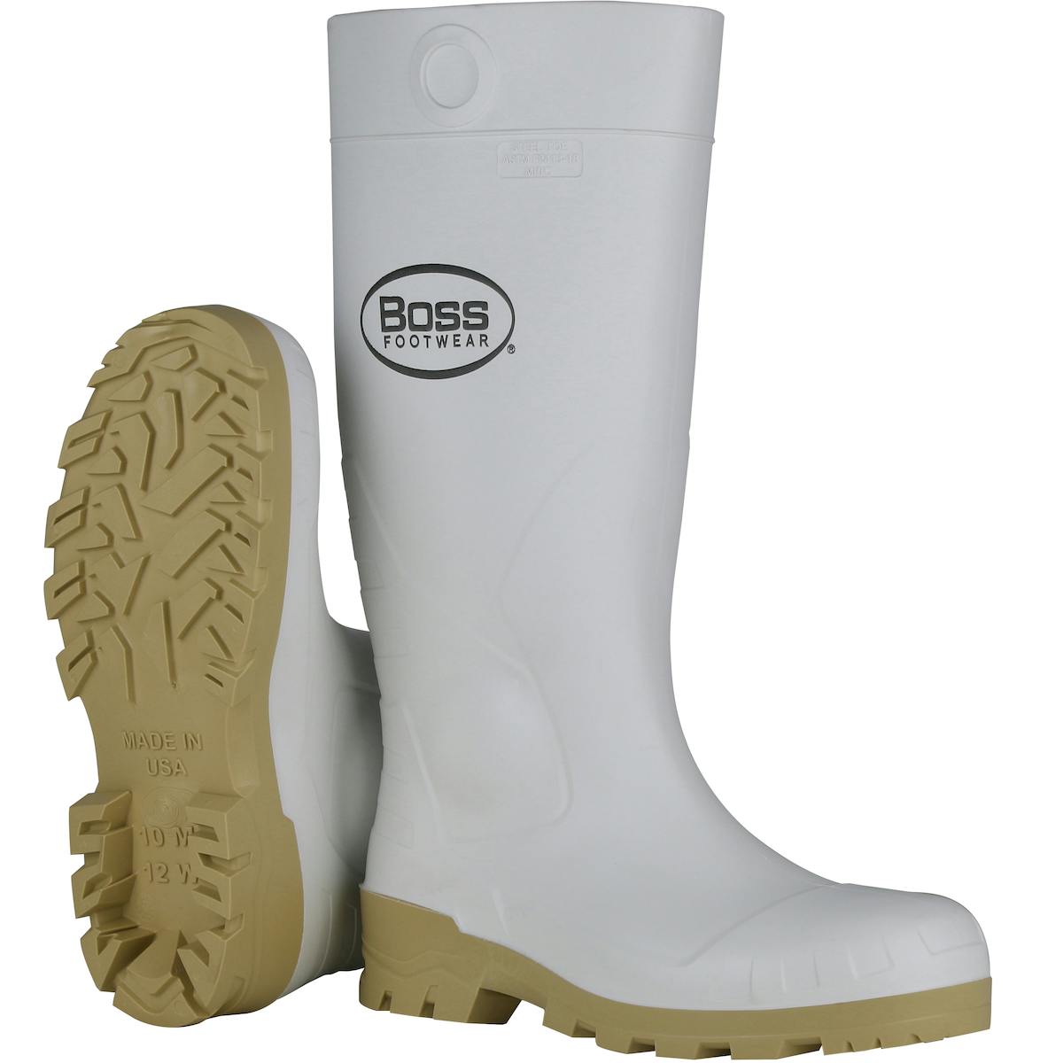 16" White PVC Steel Toe Boot, White (382-910)