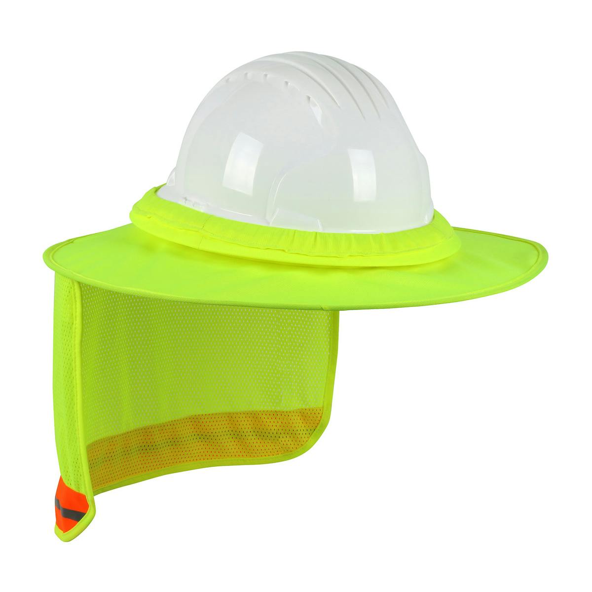 FR Treated Hi-Vis Full Brim Hard Hat Visor with Neck Shade, Hi-Vis Yellow (396-851FR) - OS_0