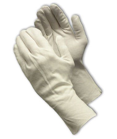 Heavy Weight Cotton Lisle Inspection Glove with Unhemmed Cuff - 12", White (97-541/12) - LADIES