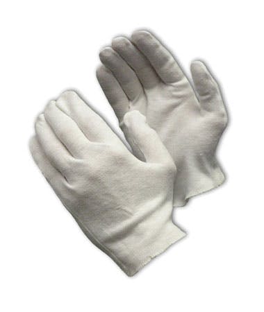 Heavy Weight Cotton Lisle Inspection Glove with Overcast Hem Cuff - Ladies', White (97-541H) - LADIES
