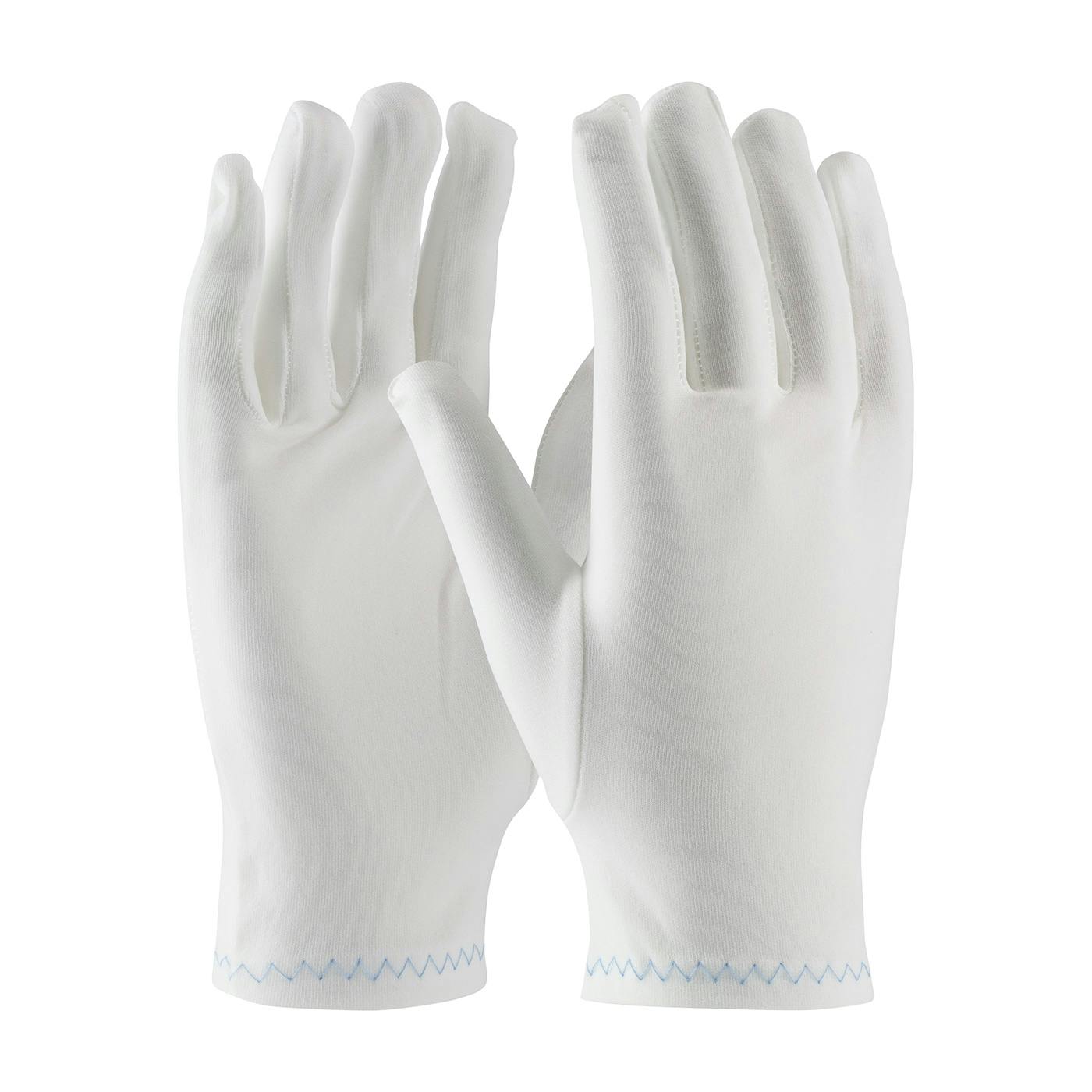 Heavy Weight Stretch Nylon Inspection Glove with Zig-Zag Stitched Rolled Hem - Full Fashion Pattern, White (98-700) - MENS_0