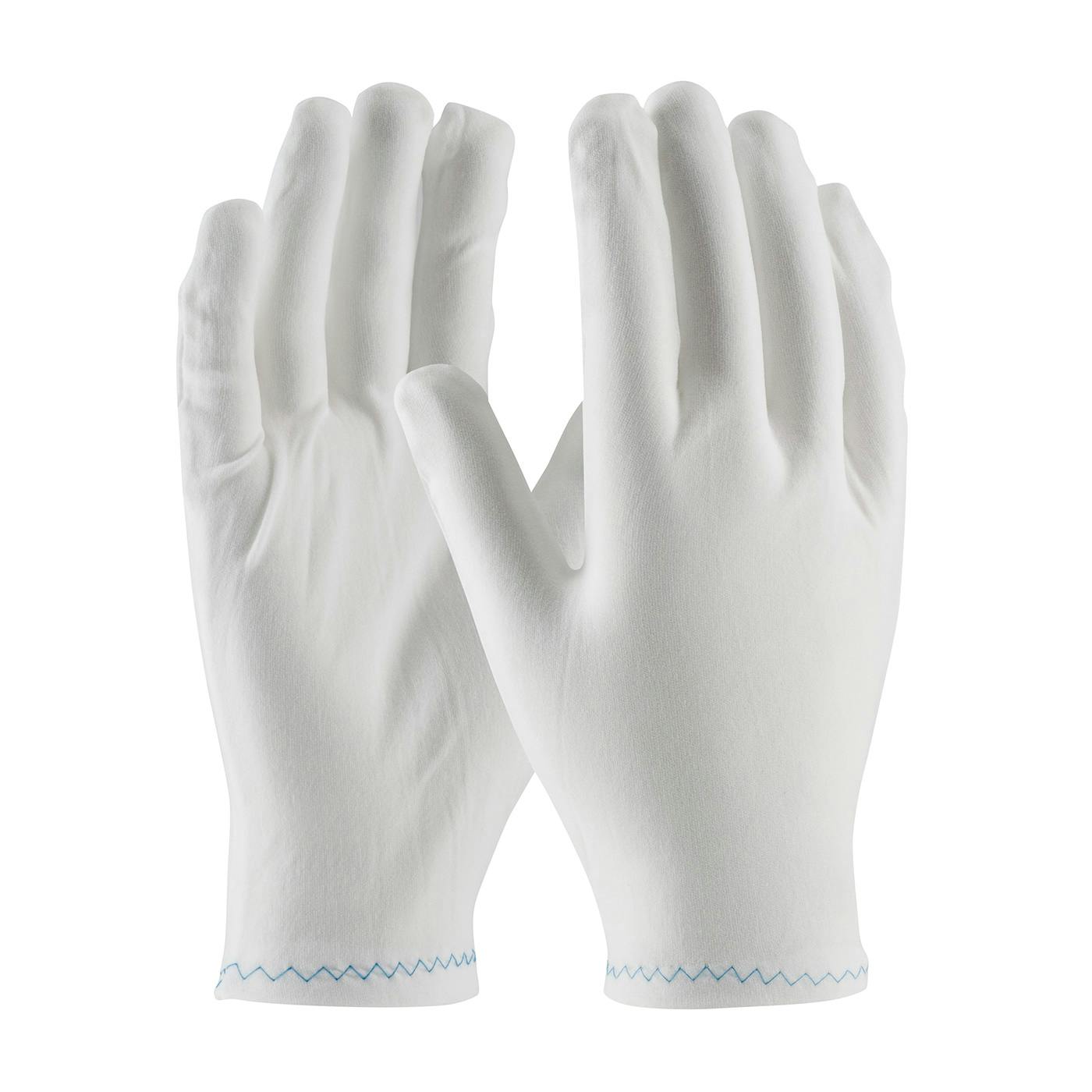 Stretch Nylon Inspection Glove with Zig-Zag Stitched Rolled Hem - 9", White (98-702) - MENS