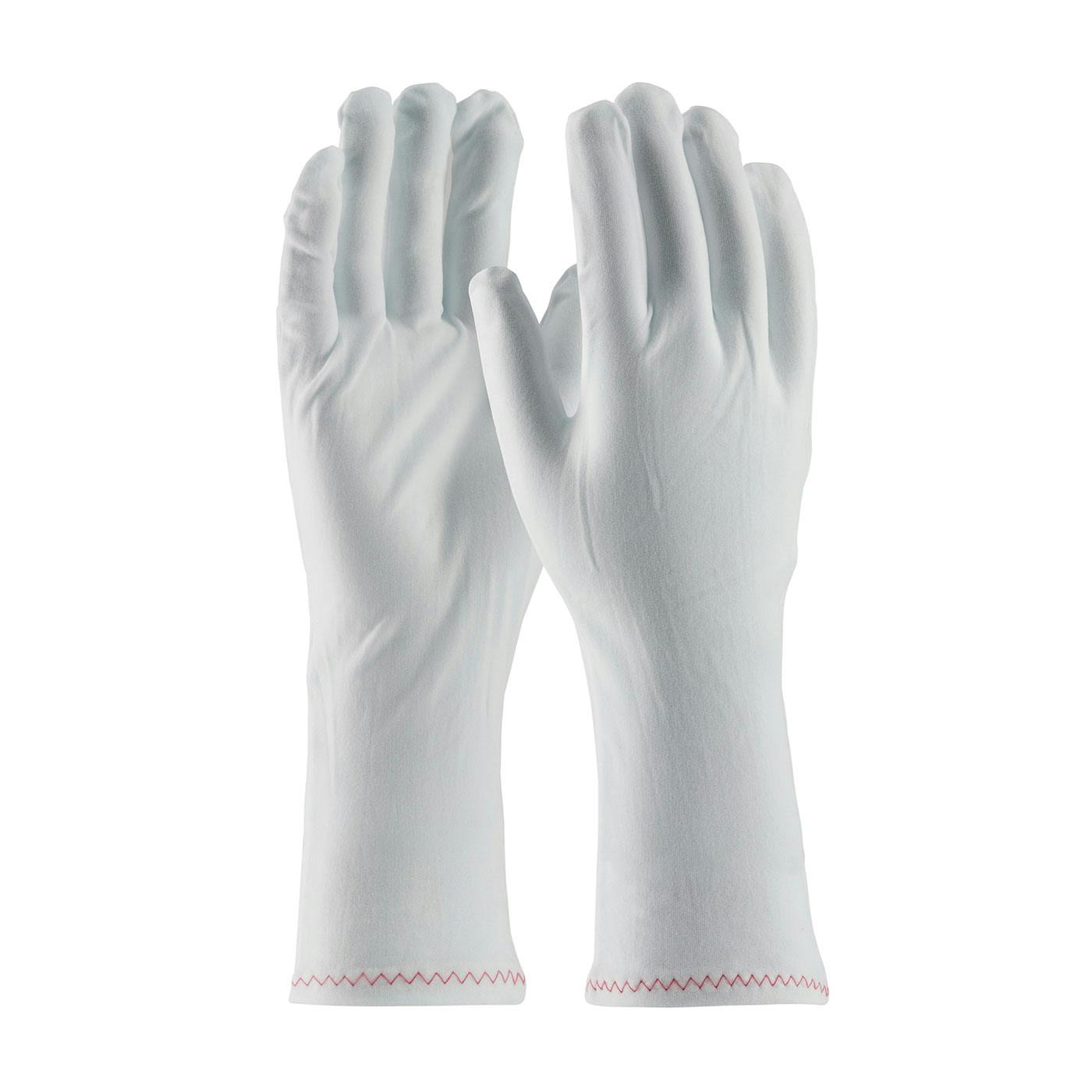Stretch Nylon Inspection Glove with Zig-Zag Stitched Rolled Hem - 12", White (98-703/12) - LADIES
