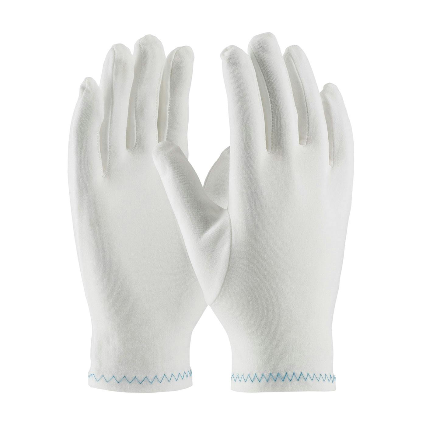 Regular Weight Stretch Nylon Inspection Glove with Zig-Zag Stitched Rolled Hem - Full Fashion Pattern, White (98-712) - MENS_0