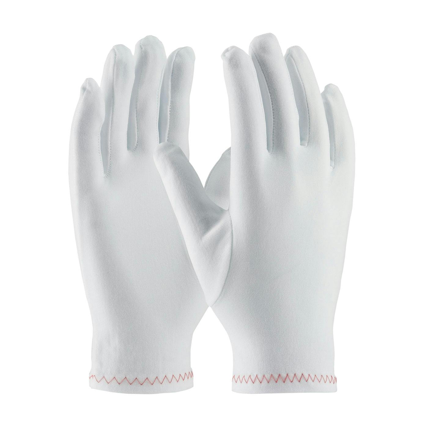 Regular Weight Stretch Nylon Inspection Glove with Zig-Zag Stitched Rolled Hem - Full Fashion Pattern, White (98-713) - LADIES