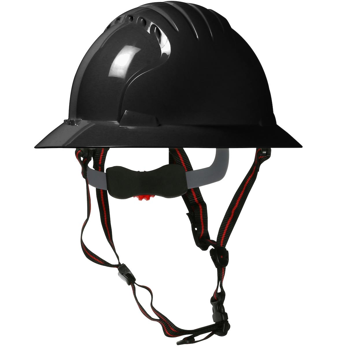 EVO® 6161 Ascend™ Full Brim Safety Helmet with HDPE Shell, 4-Point Chinstrap, 6-Point Suspension and Wheel Ratchet Adjustment (280-EV6161-CH)