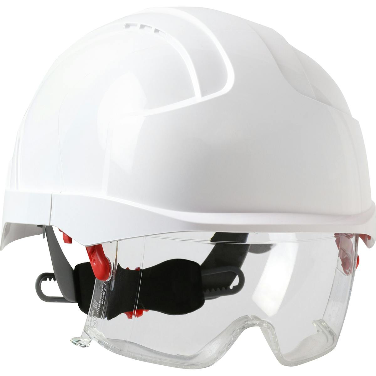 EVO® VISTAlens™ VISTAlens™ Type I, Non-vented Industrial Safety Helmet with Lightweight ABS Shell, Integrated ANSI Z87.1 Eye Protection, 6-Point Polyester Suspension and Wheel Ratchet Adjustment (280-EVLN)_1