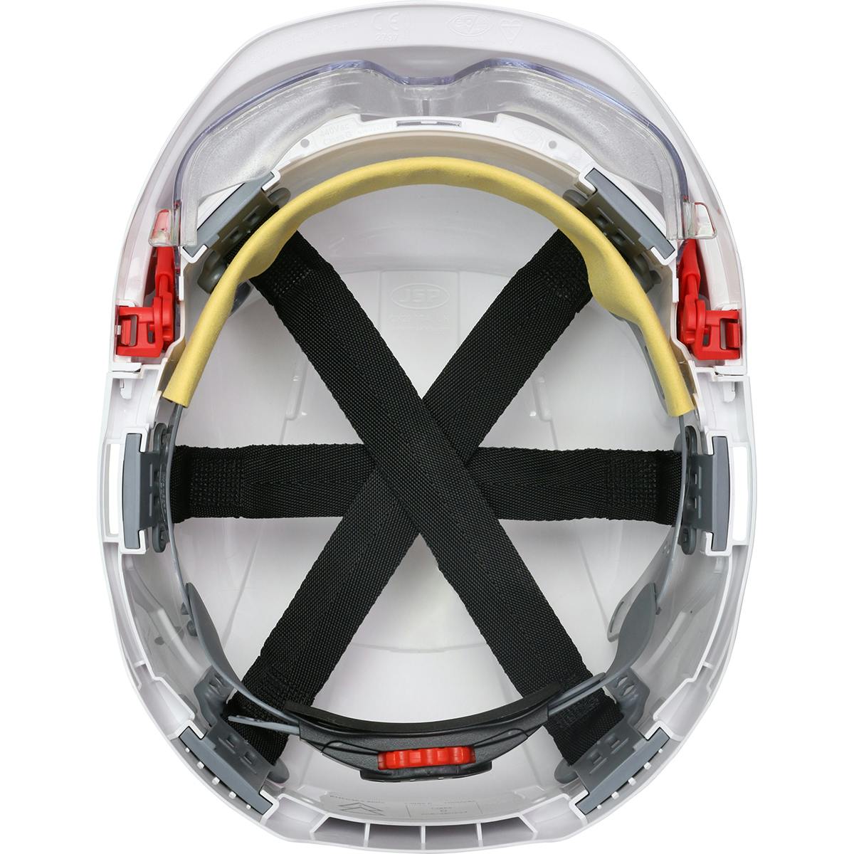 EVO® VISTAlens™ VISTAlens™ Type I, Non-vented Industrial Safety Helmet with Lightweight ABS Shell, Integrated ANSI Z87.1 Eye Protection, 6-Point Polyester Suspension and Wheel Ratchet Adjustment (280-EVLN)_3