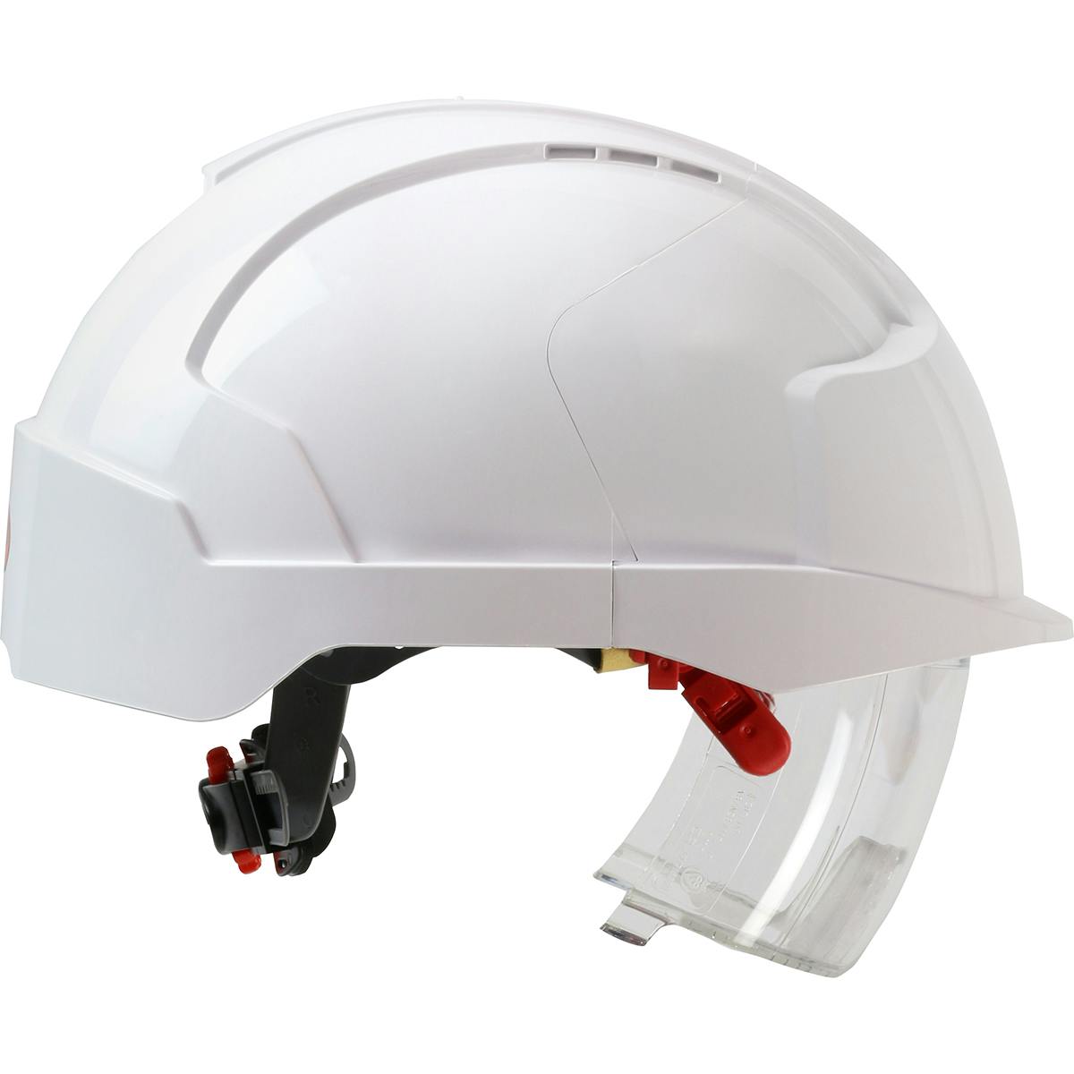 EVO® VISTAlens™ VISTAlens™ Type I, Non-vented Industrial Safety Helmet with Lightweight ABS Shell, Integrated ANSI Z87.1 Eye Protection, 6-Point Polyester Suspension and Wheel Ratchet Adjustment (280-EVLN)_4
