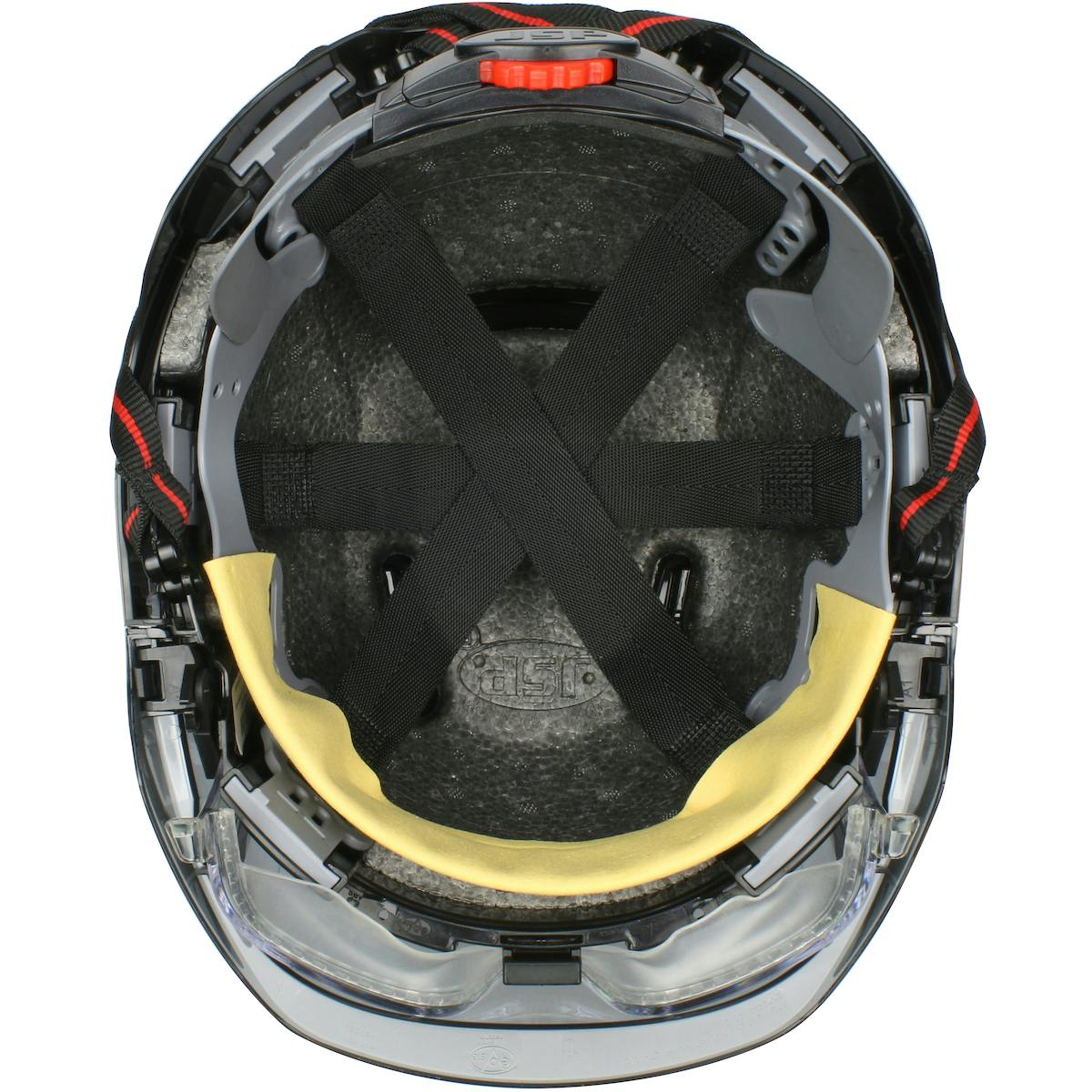 EVO® VISTA™ ASCEND™ Type I, Vented Industrial Safety Helmet with fully adjustable four point chinstrap, Lightweight ABS Shell, Integrated ANSI Z87.1 Eye Protection, 6-Point Polyester Suspension and Wheel Ratchet Adjustment (280-EVLV-CH)_3
