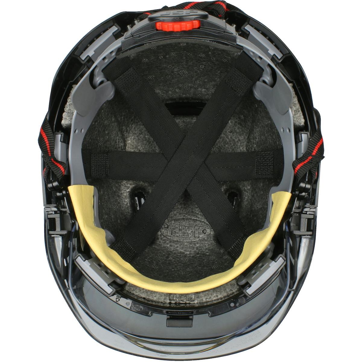EVO® VISTA™ ASCEND™ Type I, Vented Industrial Safety Helmet with fully adjustable four point chinstrap, Lightweight ABS Shell, Integrated Faceshield, 6-Point Polyester Suspension and Wheel Ratchet Adjustment (280-EVSV-CH)_3