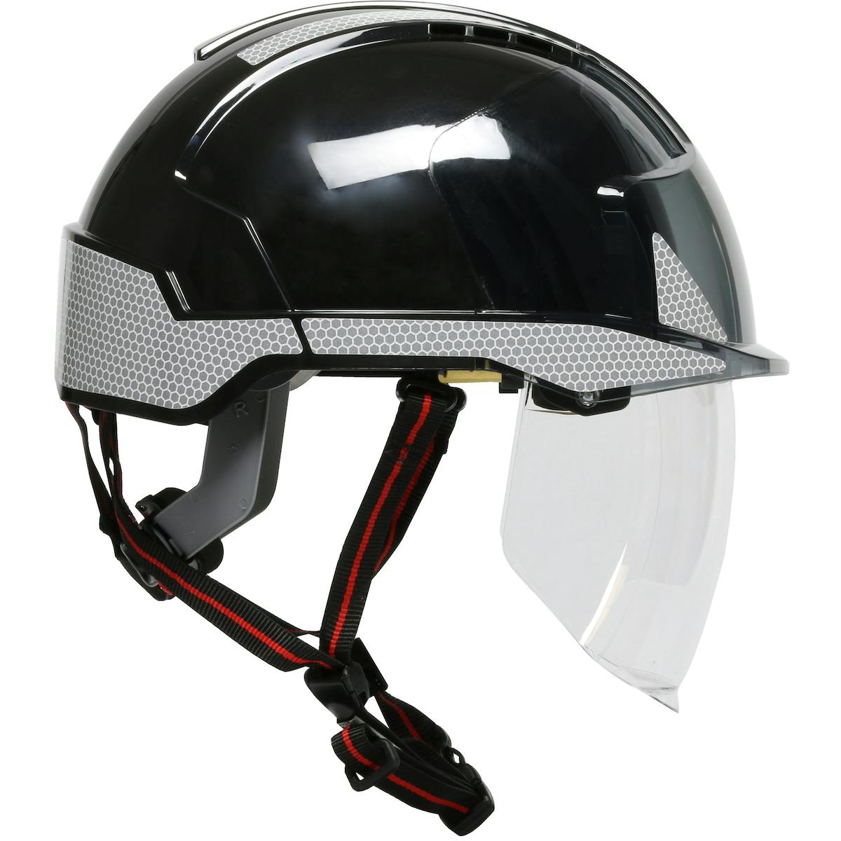 EVO® VISTA™ ASCEND™ Type I, Vented Industrial Safety Helmet with fully adjustable four point chinstrap, Lightweight ABS Shell, Integrated Faceshield, 6-Point Polyester Suspension and Wheel Ratchet Adjustment (280-EVSV-CH)_4
