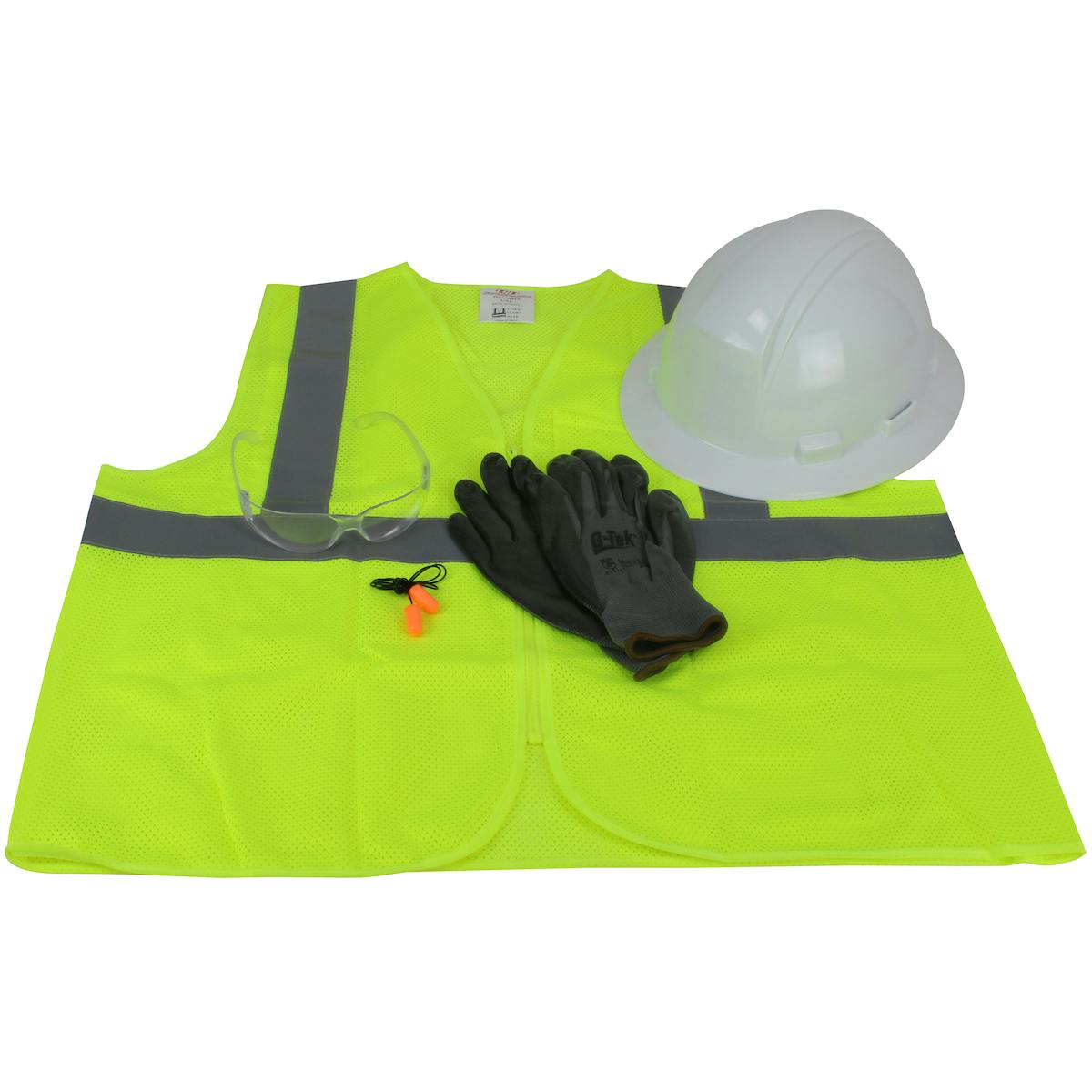 Kilimanjaro™ Pre-Packed PPE Kit, HP641 Full Brim Hat, Safety Eyewear, Earplugs, Gloves and Vest (289-GTW-HP641)_2